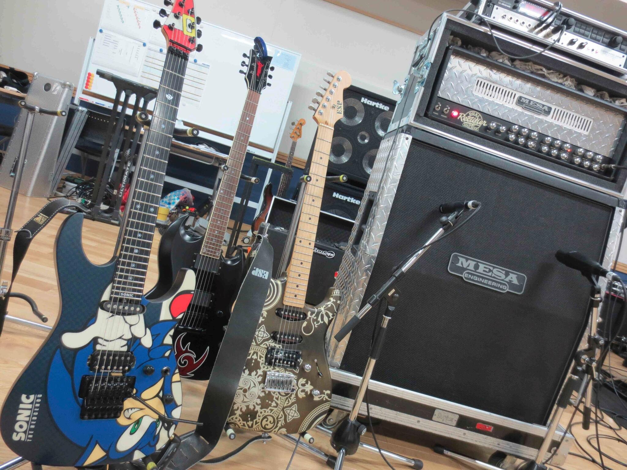 Some of Jun's guitars